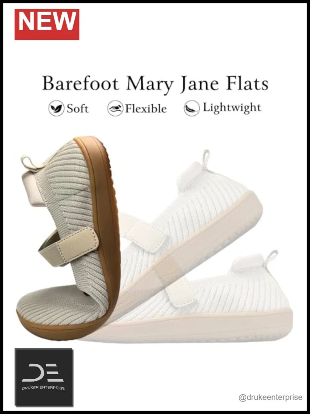 Wide Toe Knit Slip On Ballet Flats Barefoot Comfort Office Casual Dressy